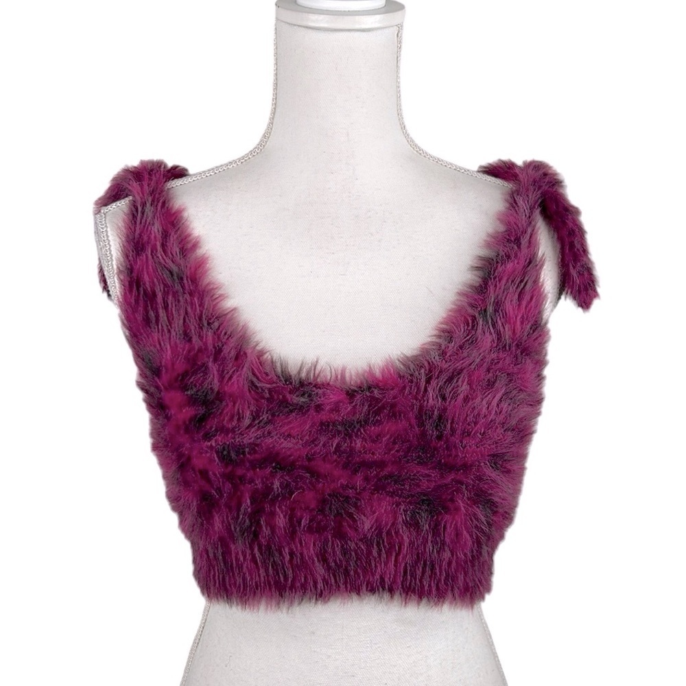 Urban Outfitters Y2K 90s Fuzzy Cropped Pink & Purple Top‎ Size Medium New Tags!